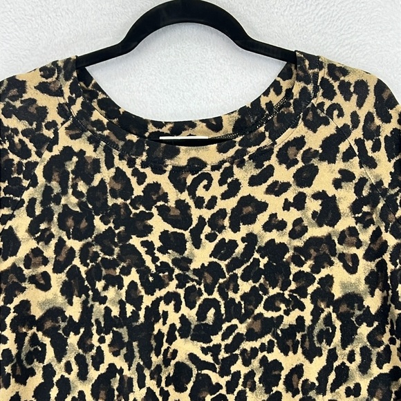 Nine Britton Pullover Top Size M Black/Tan Leopard Print Polyester & Spandex EUC - Picture 3 of 8